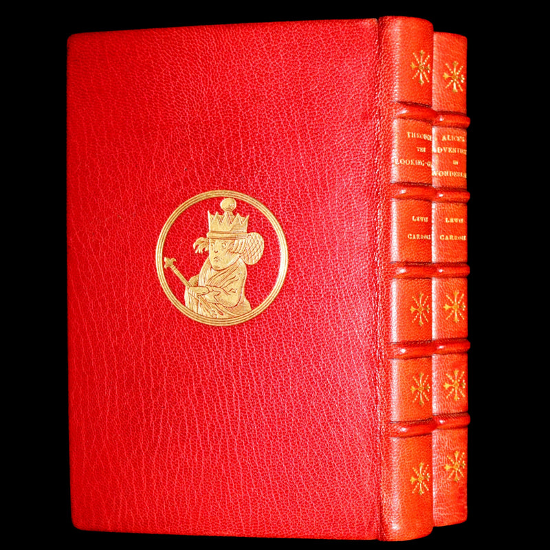 1924 Miniature Edition Book set bound by Zaehnsdorf - Alice's Adventures in Wonderland [with] Through the Looking Glass by Lewis Carroll.