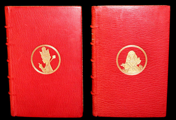 1924 Miniature Edition Book set bound by Zaehnsdorf - Alice's Adventures in Wonderland [with] Through the Looking Glass by Lewis Carroll.