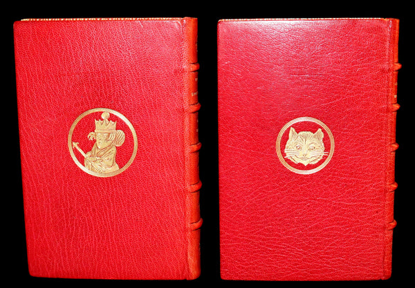 1924 Miniature Edition Book set bound by Zaehnsdorf - Alice's Adventures in Wonderland [with] Through the Looking Glass by Lewis Carroll.