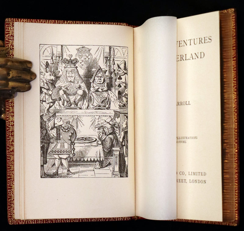 1924 Miniature Edition Book set bound by Zaehnsdorf - Alice's Adventures in Wonderland [with] Through the Looking Glass by Lewis Carroll.
