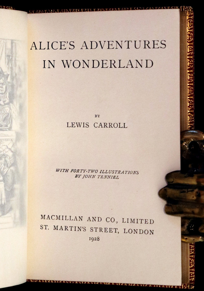 1924 Miniature Edition bound by Zaehnsdorf - Alice's Adventures in Wonderland [with] Through the Looking Glass by Lewis Carroll.