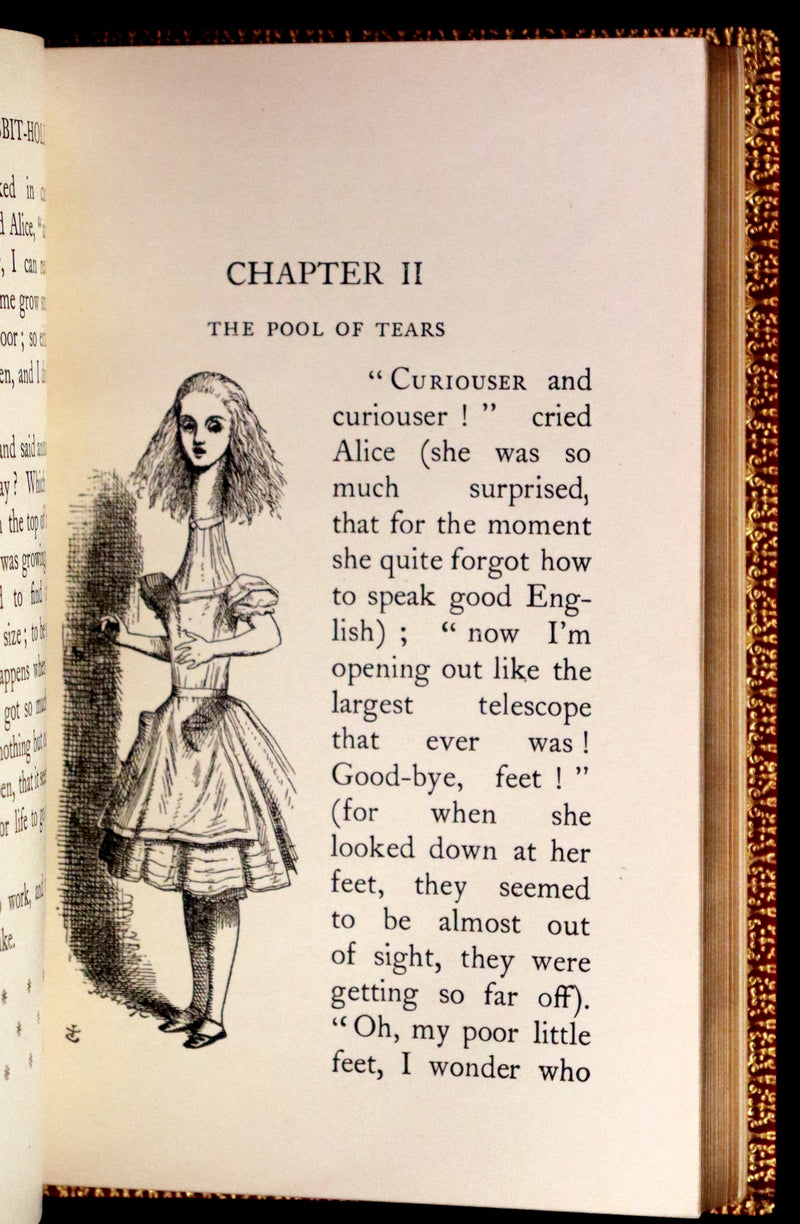 1924 Miniature Edition bound by Zaehnsdorf - Alice's Adventures in Wonderland [with] Through the Looking Glass by Lewis Carroll.