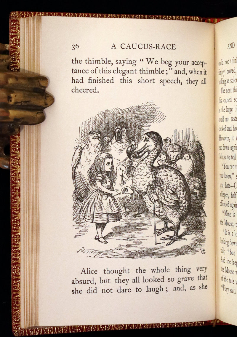 1924 Miniature Edition bound by Zaehnsdorf - Alice's Adventures in Wonderland [with] Through the Looking Glass by Lewis Carroll.