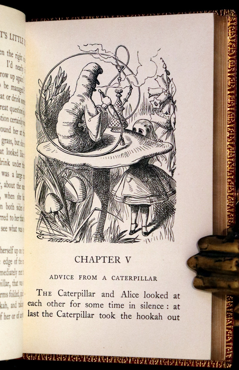 1924 Miniature Edition Book set bound by Zaehnsdorf - Alice's Adventures in Wonderland [with] Through the Looking Glass by Lewis Carroll.