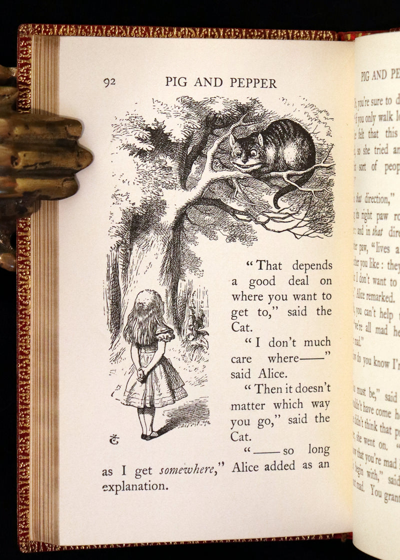 1924 Miniature Edition Book set bound by Zaehnsdorf - Alice's Adventures in Wonderland [with] Through the Looking Glass by Lewis Carroll.