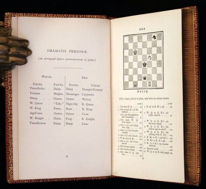 1924 Miniature Edition Book set bound by Zaehnsdorf - Alice's Adventures in Wonderland [with] Through the Looking Glass by Lewis Carroll.