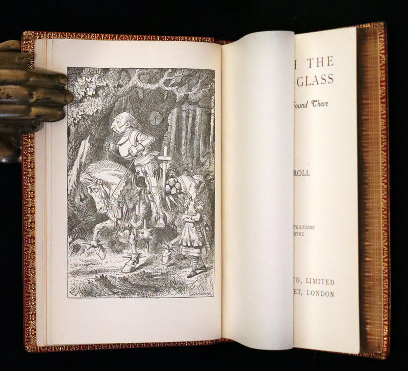 1924 Miniature Edition Book set bound by Zaehnsdorf - Alice's Adventures in Wonderland [with] Through the Looking Glass by Lewis Carroll.