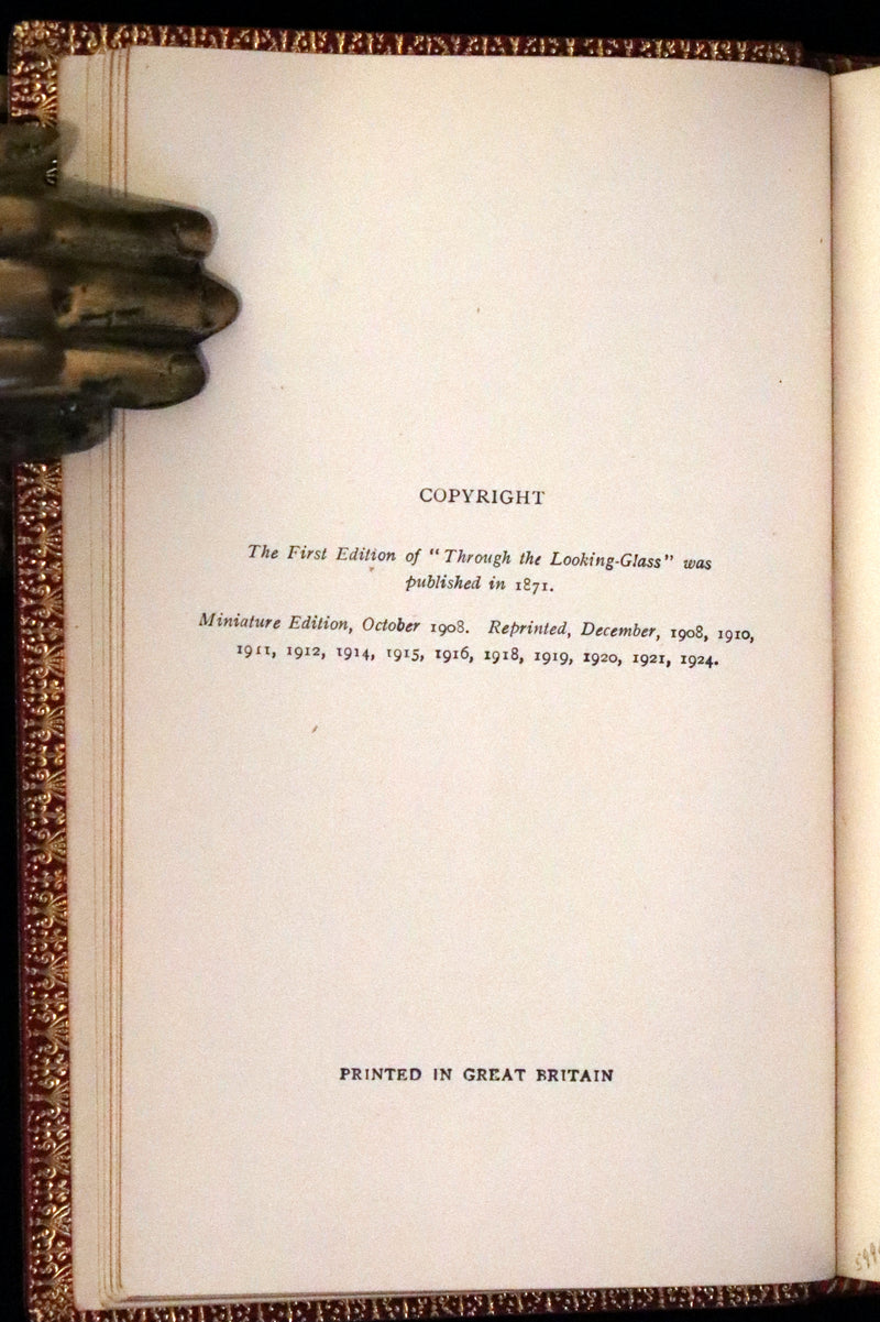 1924 Miniature Edition Book set bound by Zaehnsdorf - Alice's Adventures in Wonderland [with] Through the Looking Glass by Lewis Carroll.