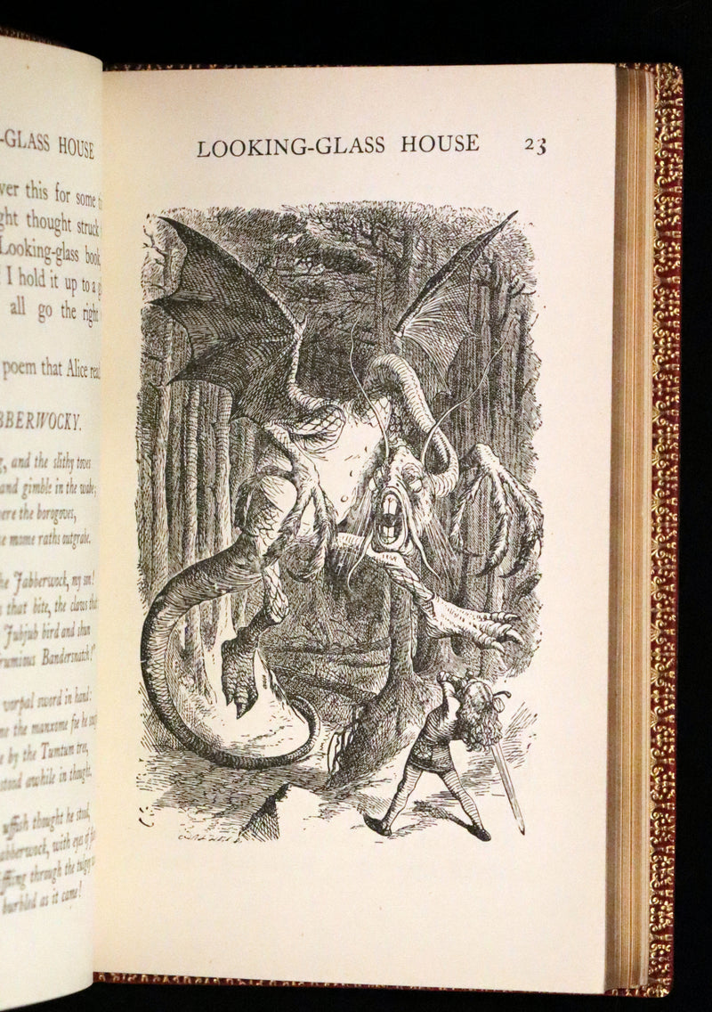 1924 Miniature Edition Book set bound by Zaehnsdorf - Alice's Adventures in Wonderland [with] Through the Looking Glass by Lewis Carroll.