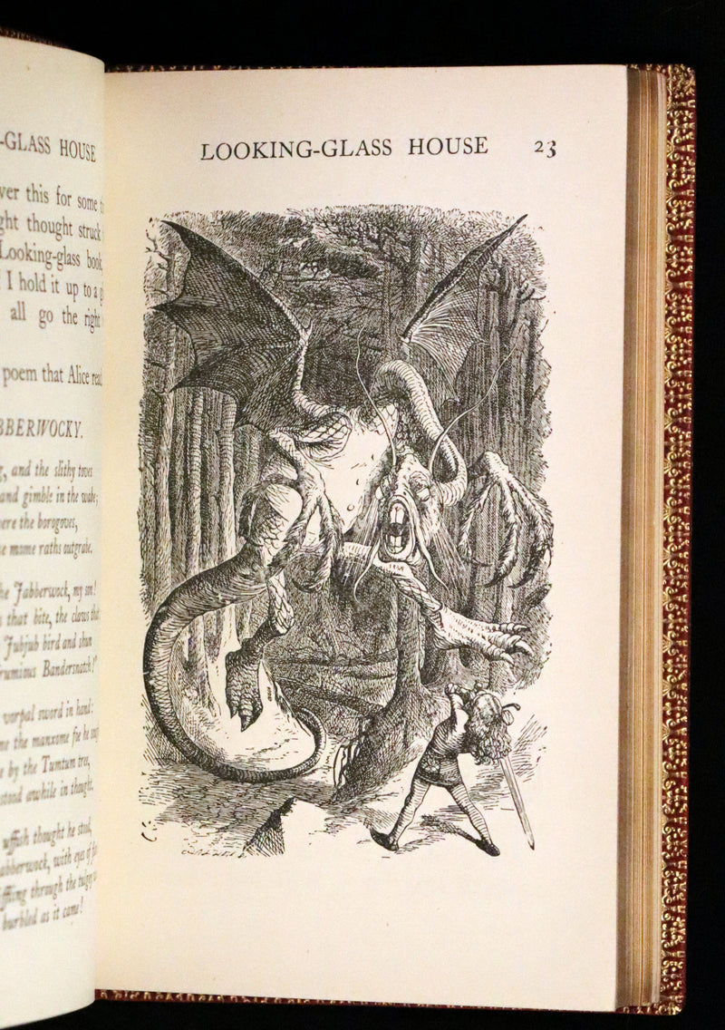 1924 Miniature Edition bound by Zaehnsdorf - Alice's Adventures in Wonderland [with] Through the Looking Glass by Lewis Carroll.