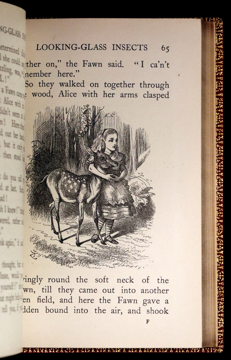 1924 Miniature Edition Book set bound by Zaehnsdorf - Alice's Adventures in Wonderland [with] Through the Looking Glass by Lewis Carroll.