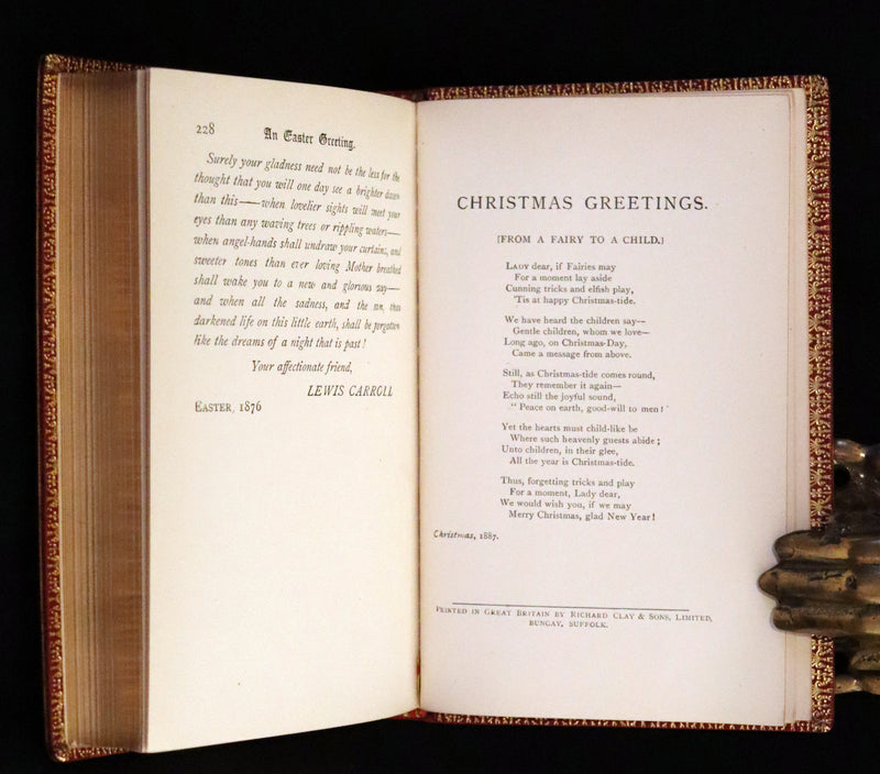 1924 Miniature Edition Book set bound by Zaehnsdorf - Alice's Adventures in Wonderland [with] Through the Looking Glass by Lewis Carroll.