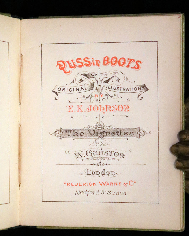 1880 Rare Edition - Puss in Boots Illustrated in color by Edward Killingworth Johnson.