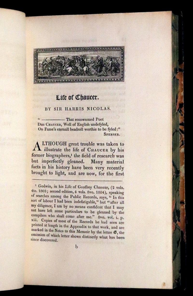 1846 Rare Book Set - The Romaunt of the Rose by Geoffrey Chaucer. A Medieval Poem.
