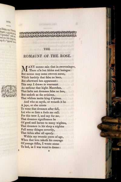 1846 Rare Book Set - The Romaunt of the Rose by Geoffrey Chaucer. A Medieval Poem.