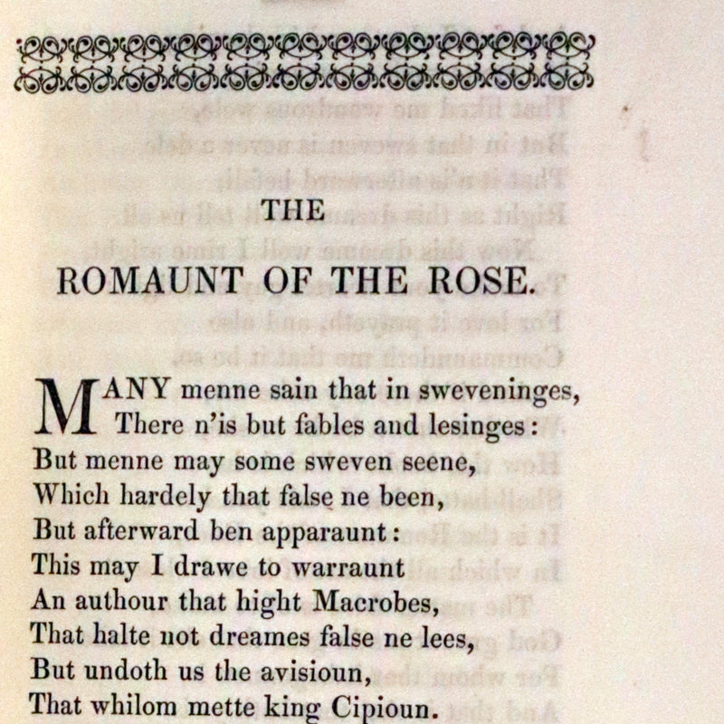 1846 Rare Book Set - The Romaunt of the Rose by Geoffrey Chaucer. A Medieval Poem.