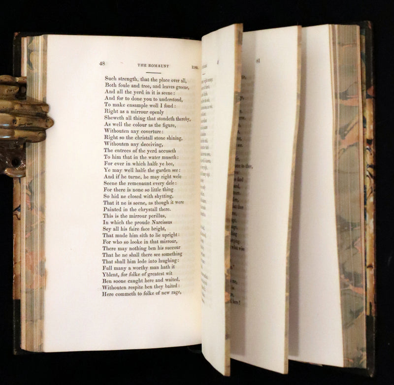 1846 Rare Book Set - The Romaunt of the Rose by Geoffrey Chaucer. A Medieval Poem.