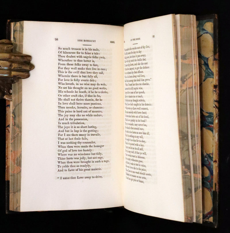 1846 Rare Book Set - The Romaunt of the Rose by Geoffrey Chaucer. A Medieval Poem.