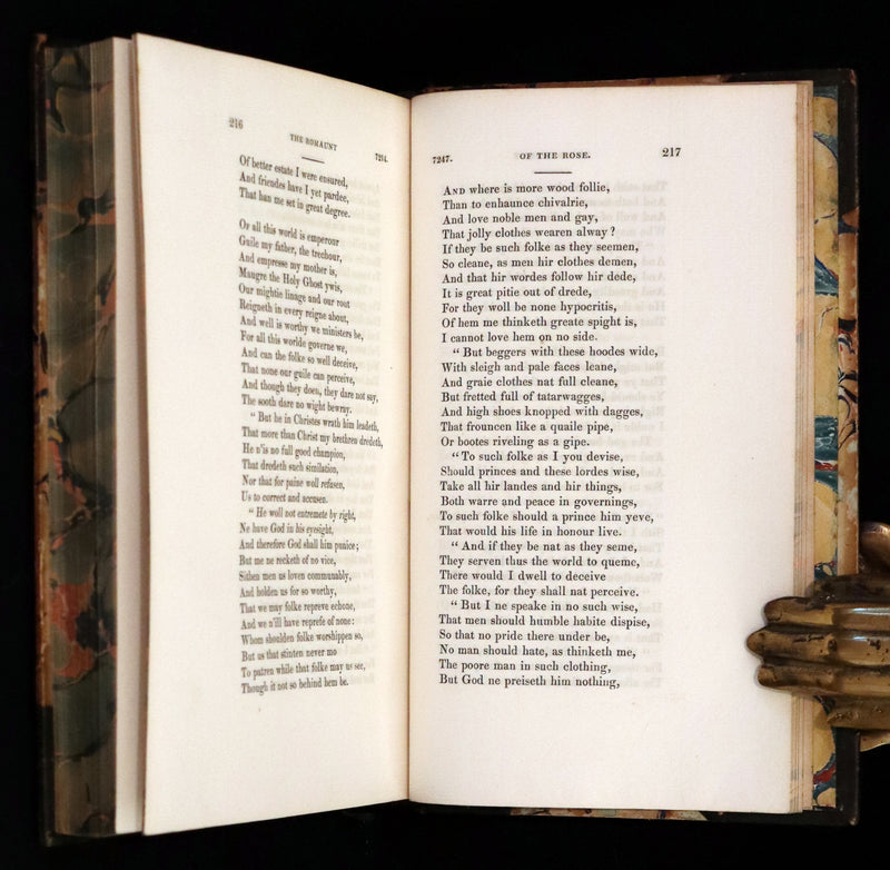 1846 Rare Book Set - The Romaunt of the Rose by Geoffrey Chaucer. A Medieval Poem.