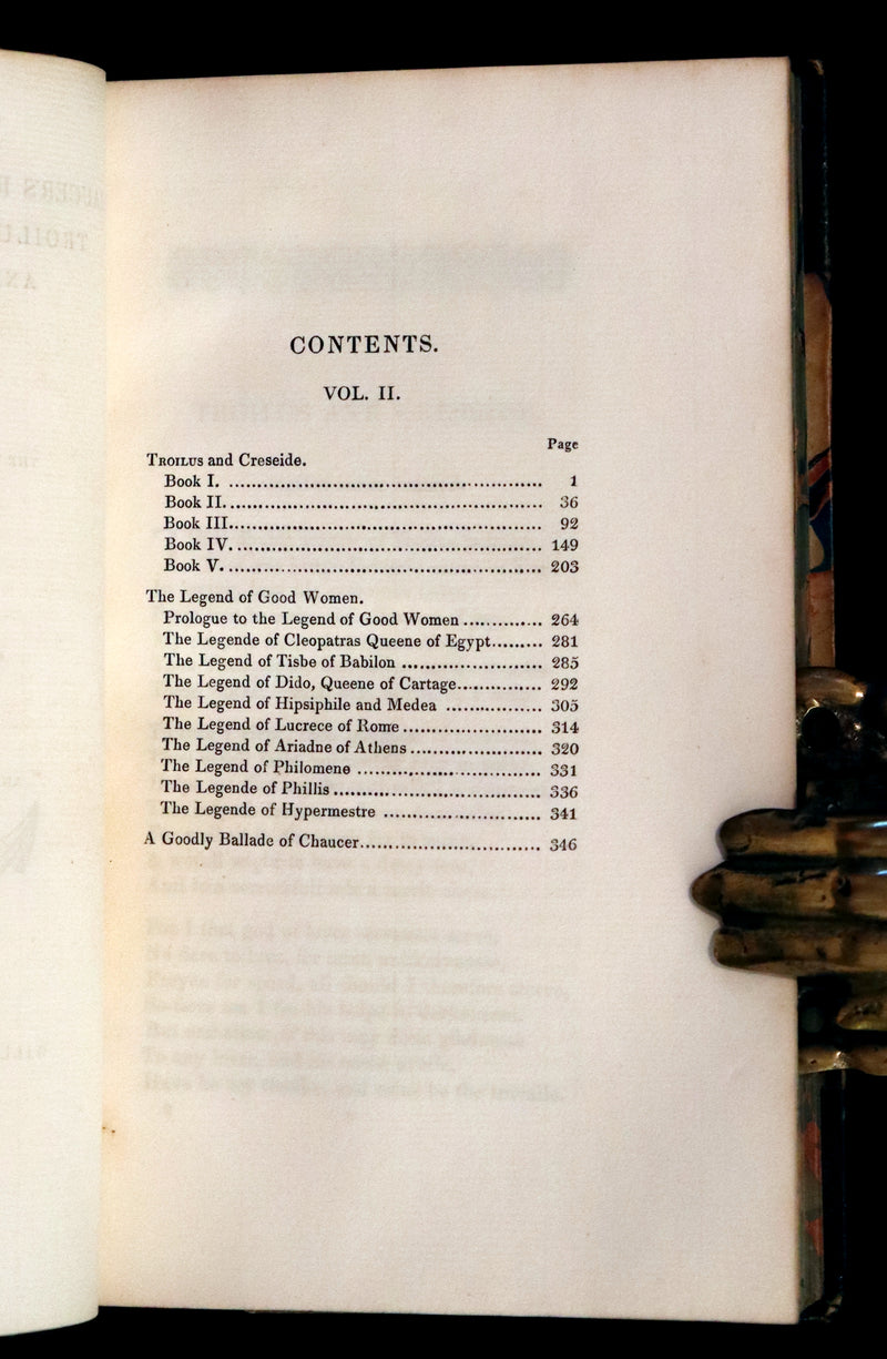 1846 Rare Book Set - The Romaunt of the Rose by Geoffrey Chaucer. A Medieval Poem.