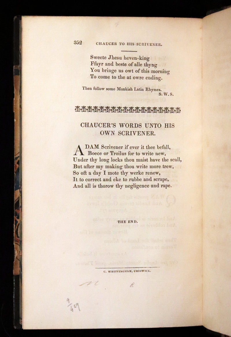 1846 Rare Book Set - The Romaunt of the Rose by Geoffrey Chaucer. A Medieval Poem.