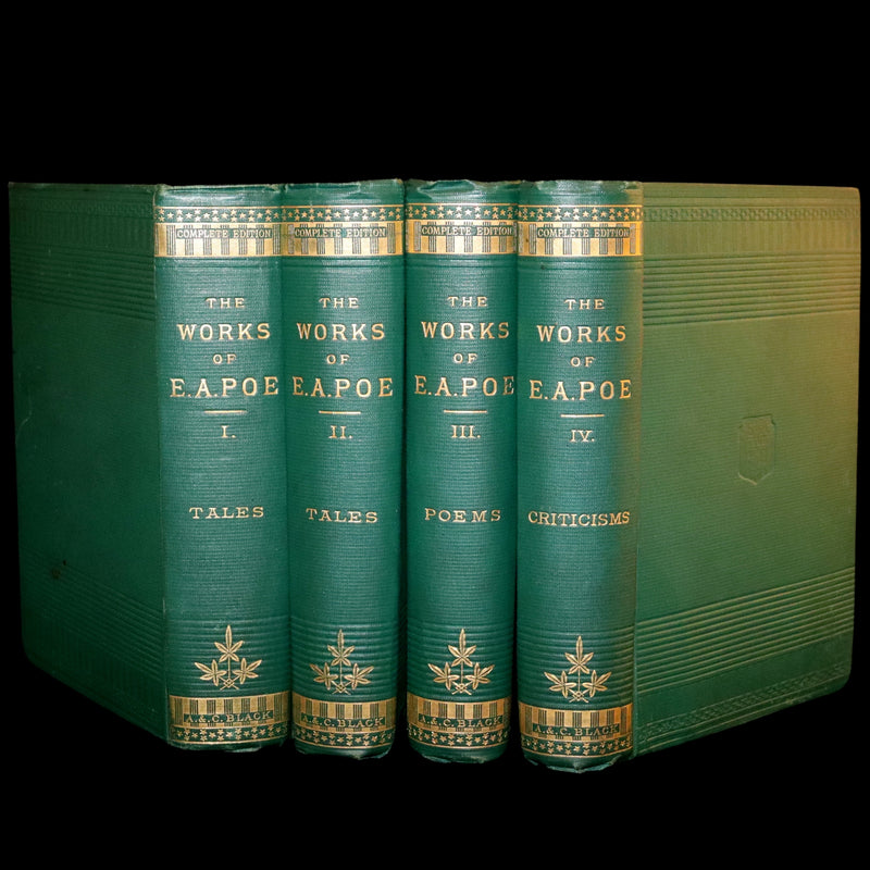 1890 Rare Book Set - The Works of Edgar Allan Poe (including Poems, Tales of Mystery and Imagination, Other).