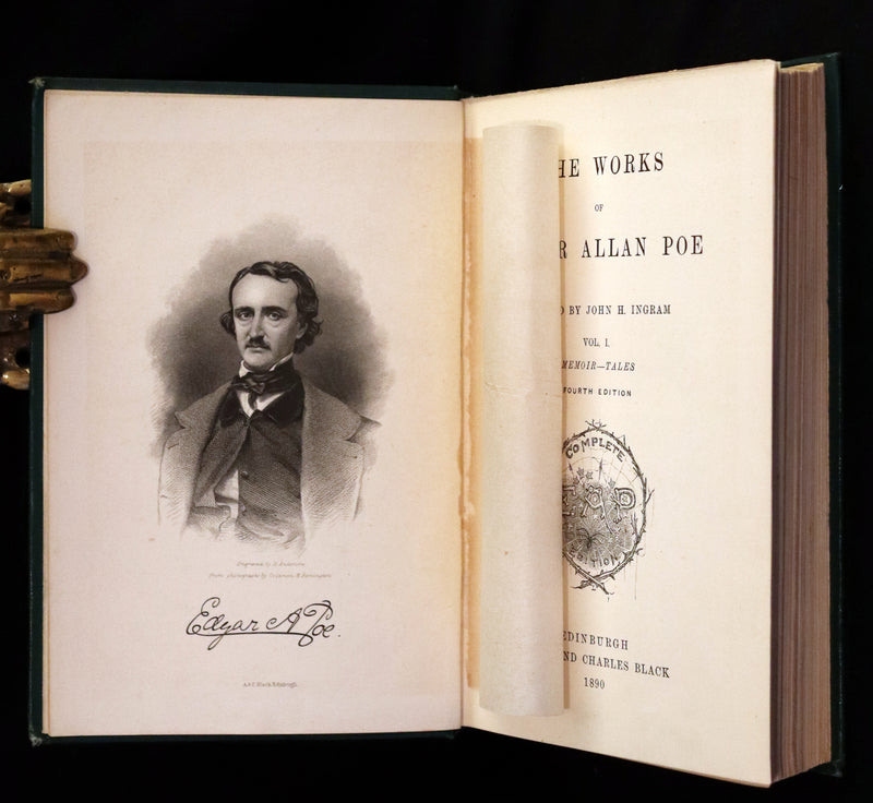 1890 Rare Book Set - The Works of Edgar Allan Poe (including Poems, Tales of Mystery and Imagination, Other).