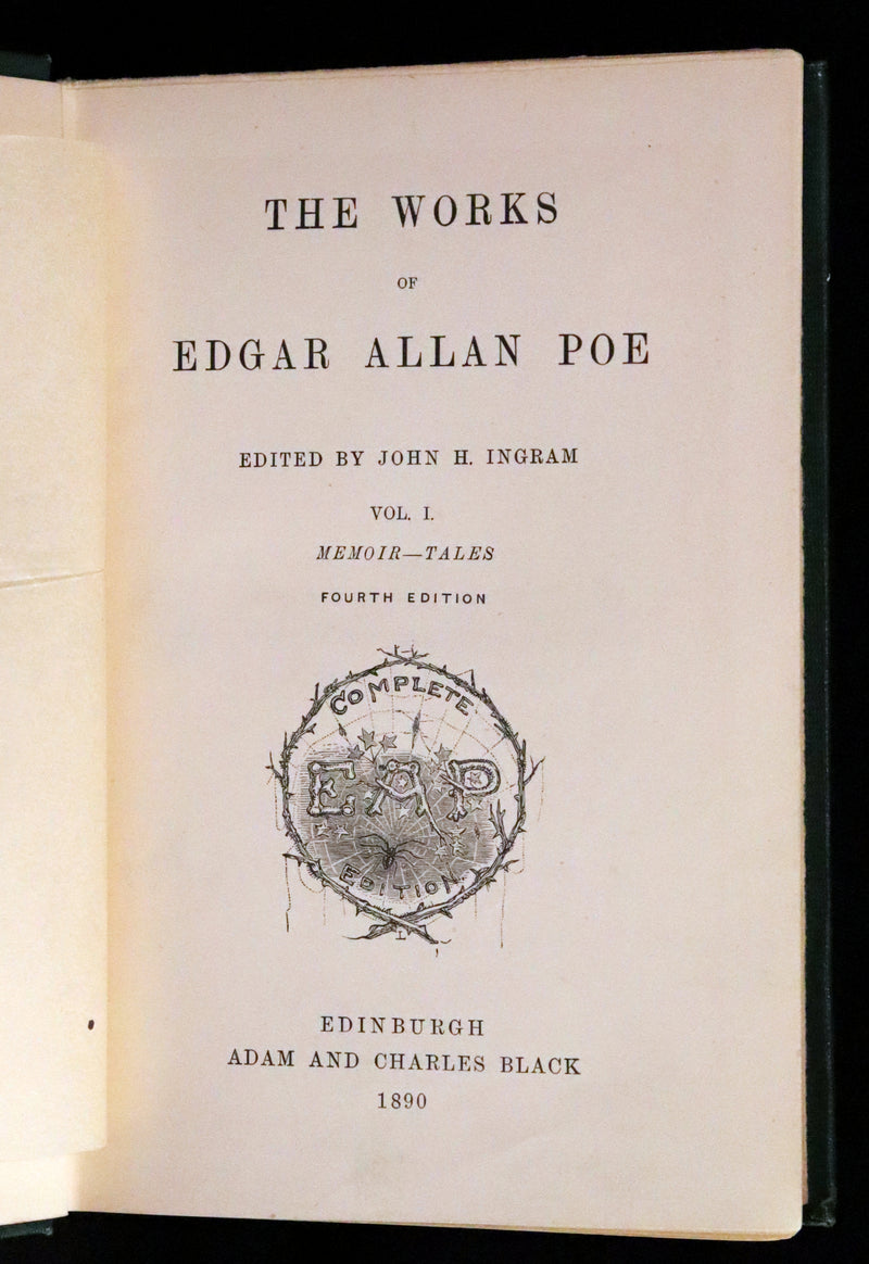 1890 Rare Book Set - The Works of Edgar Allan Poe (including Poems, Tales of Mystery and Imagination, Other).