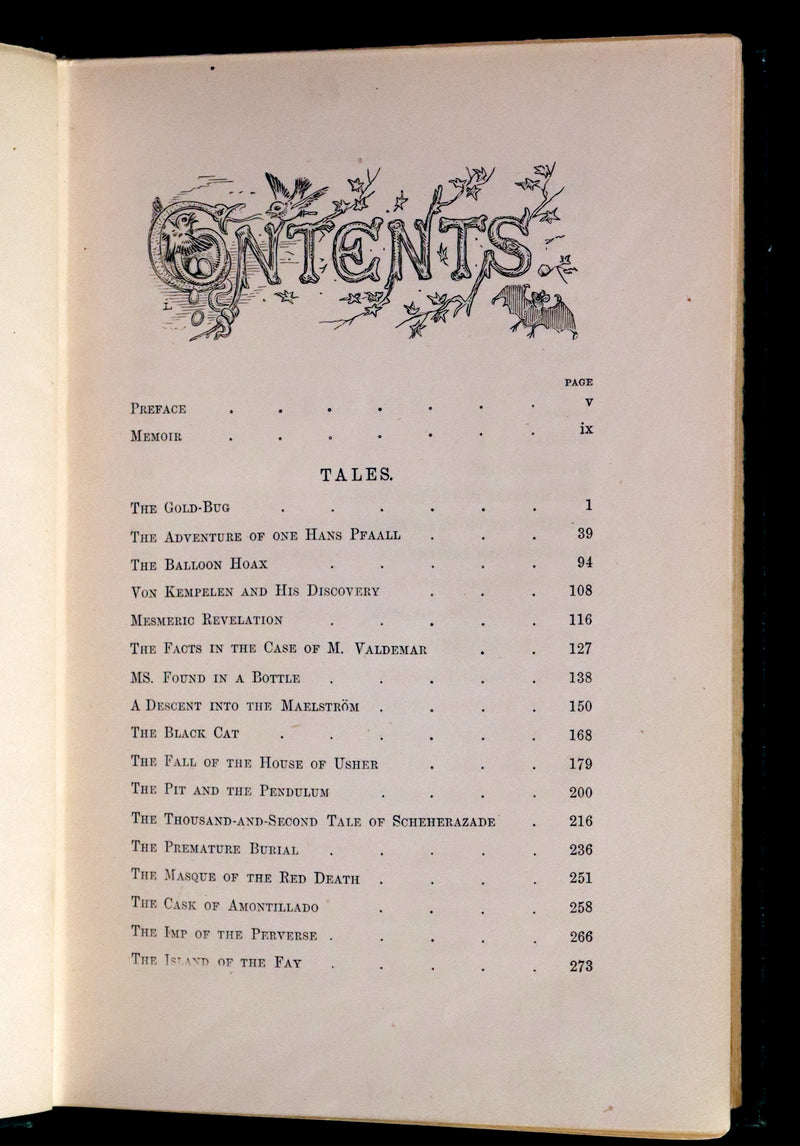 1890 Rare Book Set - The Works of Edgar Allan Poe (including Poems, Tales of Mystery and Imagination, Other).