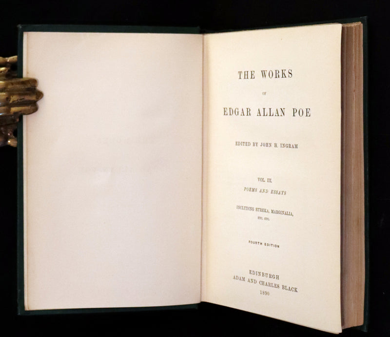 1890 Rare Book Set - The Works of Edgar Allan Poe (including Poems, Tales of Mystery and Imagination, Other).