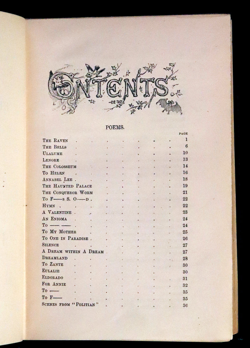 1890 Rare Book Set - The Works of Edgar Allan Poe (including Poems, Tales of Mystery and Imagination, Other).