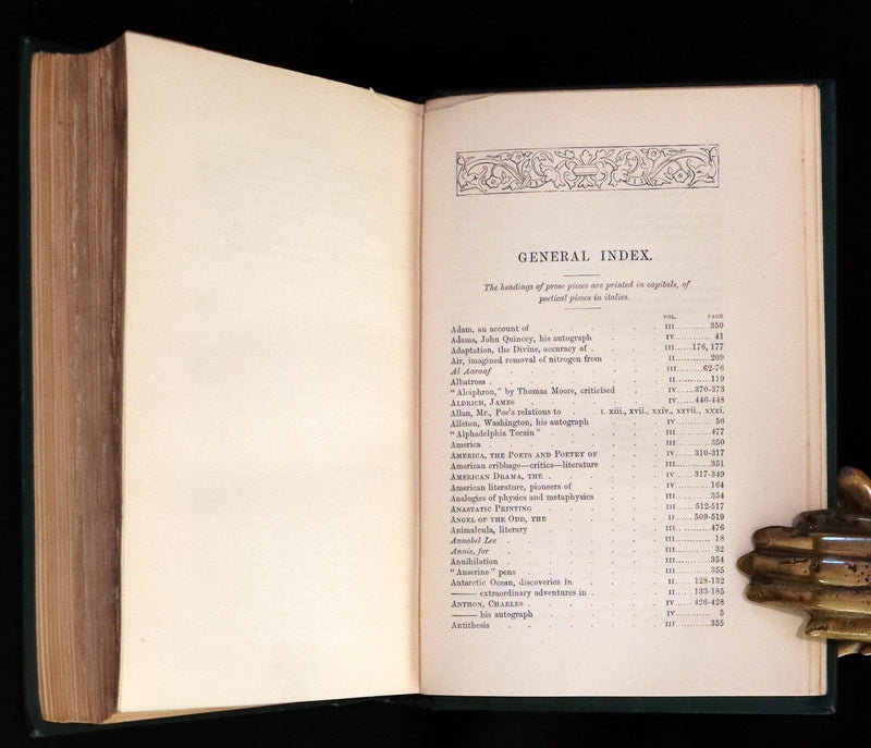 1890 Rare Book Set - The Works of Edgar Allan Poe (including Poems, Tales of Mystery and Imagination, Other).