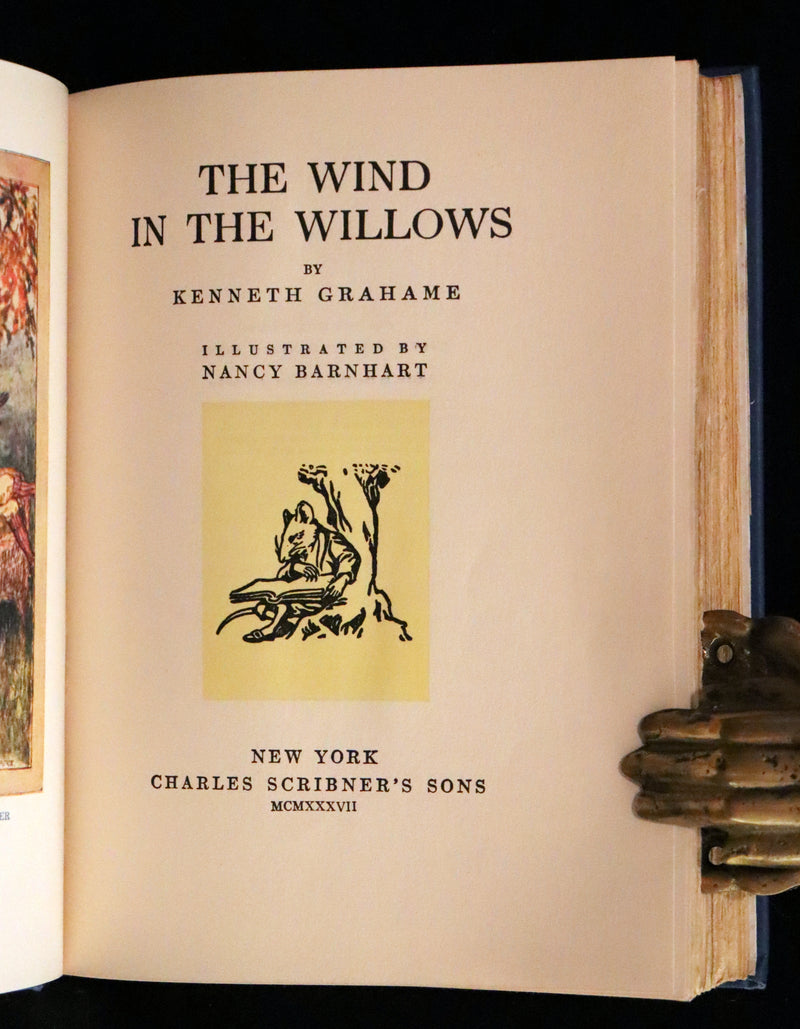 1937 Rare Book - The WIND IN THE WILLOWS by K. Grahame. Illustrated by Nancy Barnhart.