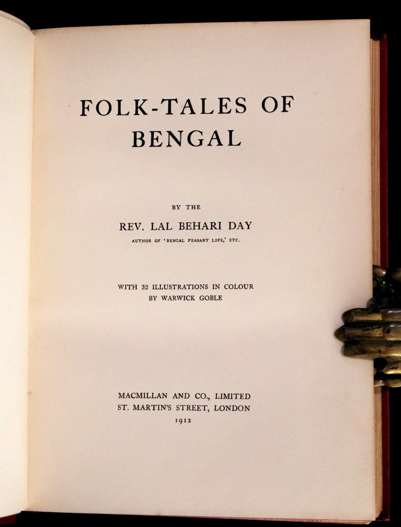 1912 Rare First Edition - Folk-Tales of Bengal Illustrated by Warwick Goble. Bengal's Fairy Tale.