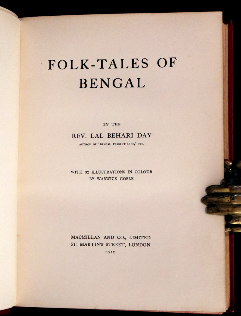 1912 Rare First Edition - Folk-Tales of Bengal Illustrated by Warwick Goble. Bengal's Fairy Tale.