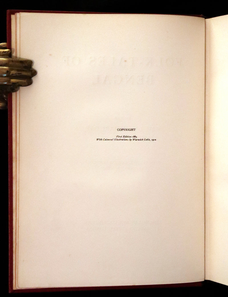 1912 Rare First Edition - Folk-Tales of Bengal Illustrated by Warwick Goble. Bengal's Fairy Tale.