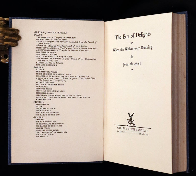 1935 First Edition - The Box of Delights or When the Wolves Were Running by John Masefield.