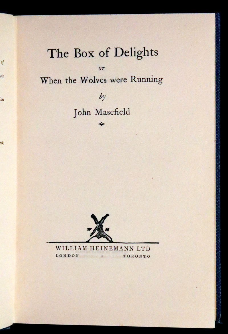 1935 First Edition - The Box of Delights or When the Wolves Were Running by John Masefield.