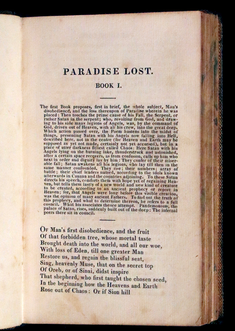 1829 Rare Book ~ Paradise Lost, a Poem in Twelve Books by John Milton.