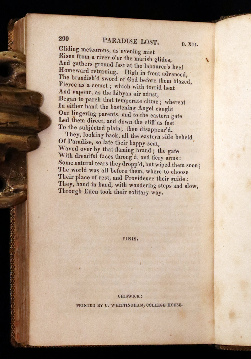 1829 Rare Book ~ Paradise Lost, a Poem in Twelve Books by John Milton.