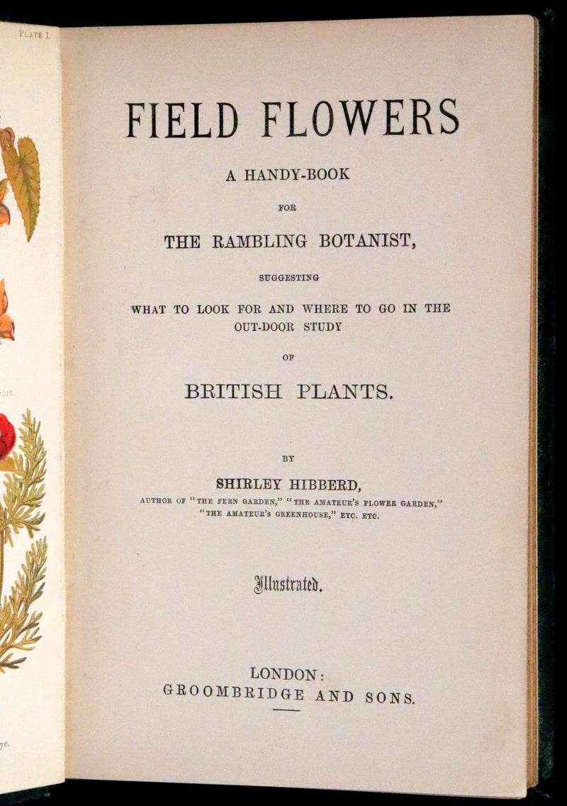 1880 Rare Victorian Book - FIELD FLOWERS, A handy-book for the rambling by the famous botanist James Shirley Hibberd.