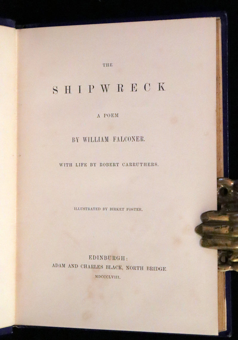 1858 Rare Victorian Book - The Shipwreck by William Falconer, illustrated by Birket Foster.