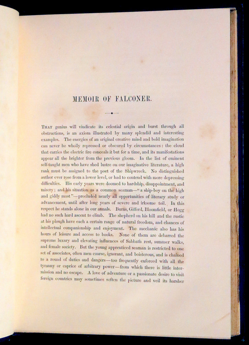 1858 Rare Victorian Book - The Shipwreck by William Falconer, illustrated by Birket Foster.