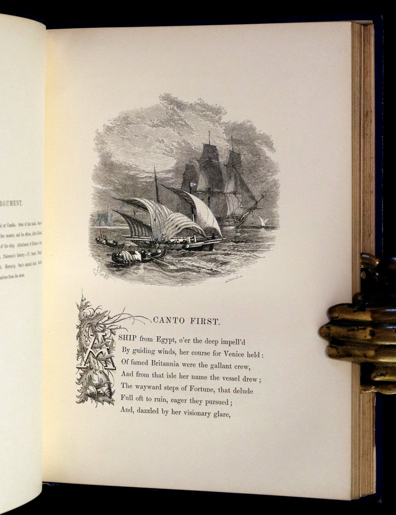 1858 Rare Victorian Book - The Shipwreck by William Falconer, illustrated by Birket Foster.