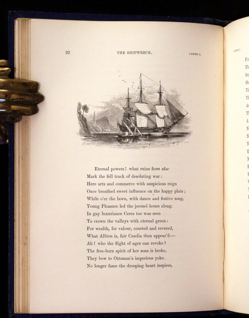 1858 Rare Victorian Book - The Shipwreck by William Falconer, illustrated by Birket Foster.