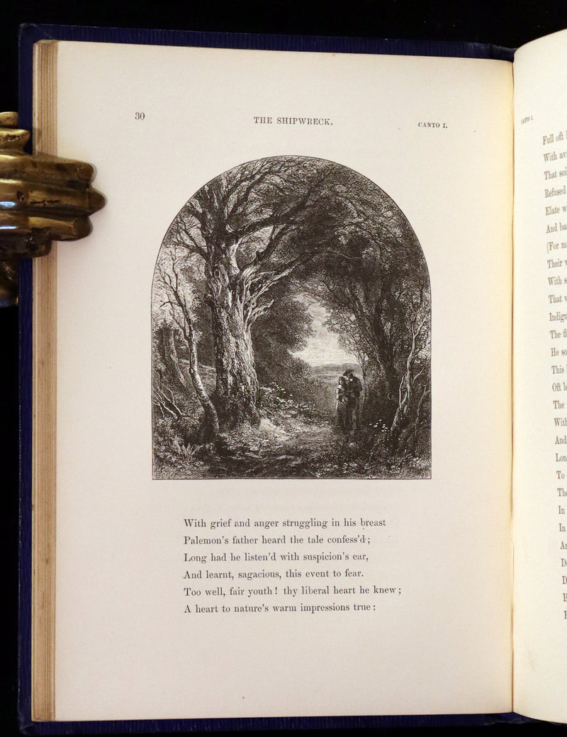 1858 Rare Victorian Book - The Shipwreck by William Falconer, illustrated by Birket Foster.