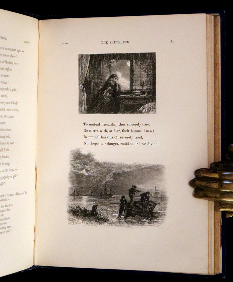 1858 Rare Victorian Book - The Shipwreck by William Falconer, illustrated by Birket Foster.
