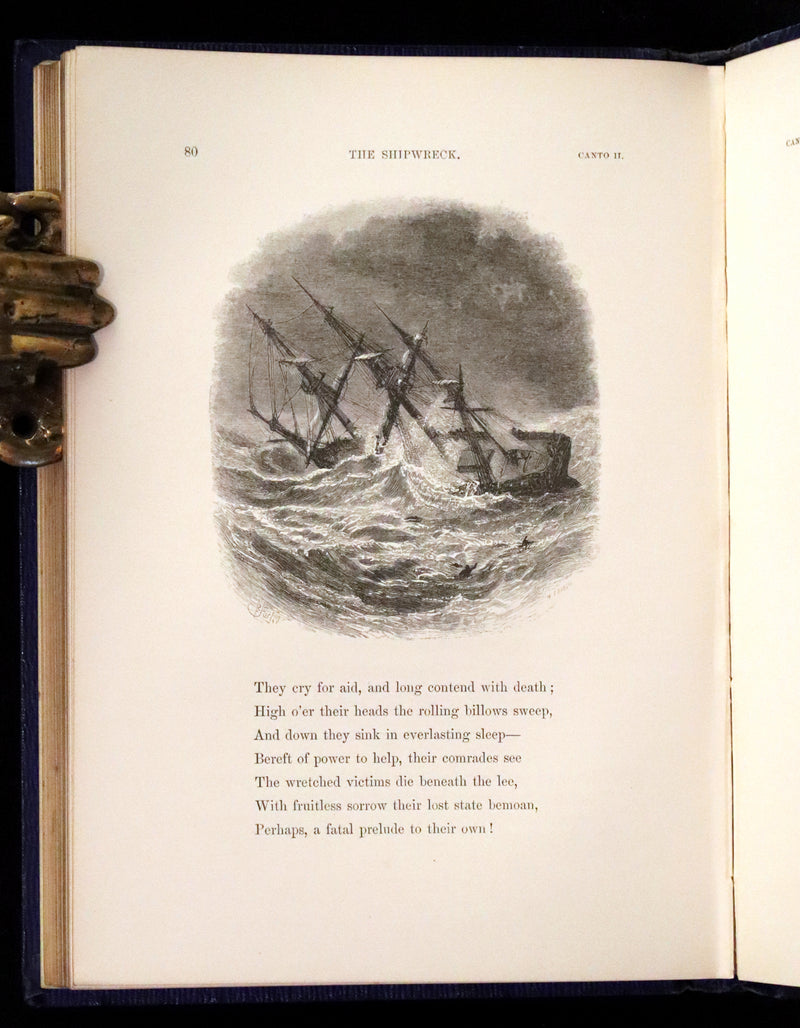 1858 Rare Victorian Book - The Shipwreck by William Falconer, illustrated by Birket Foster.