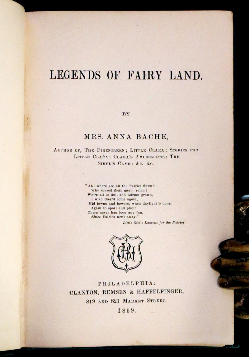 1869 Scarce First Edition ~ Legends from Fairy Land by Anna Bache.