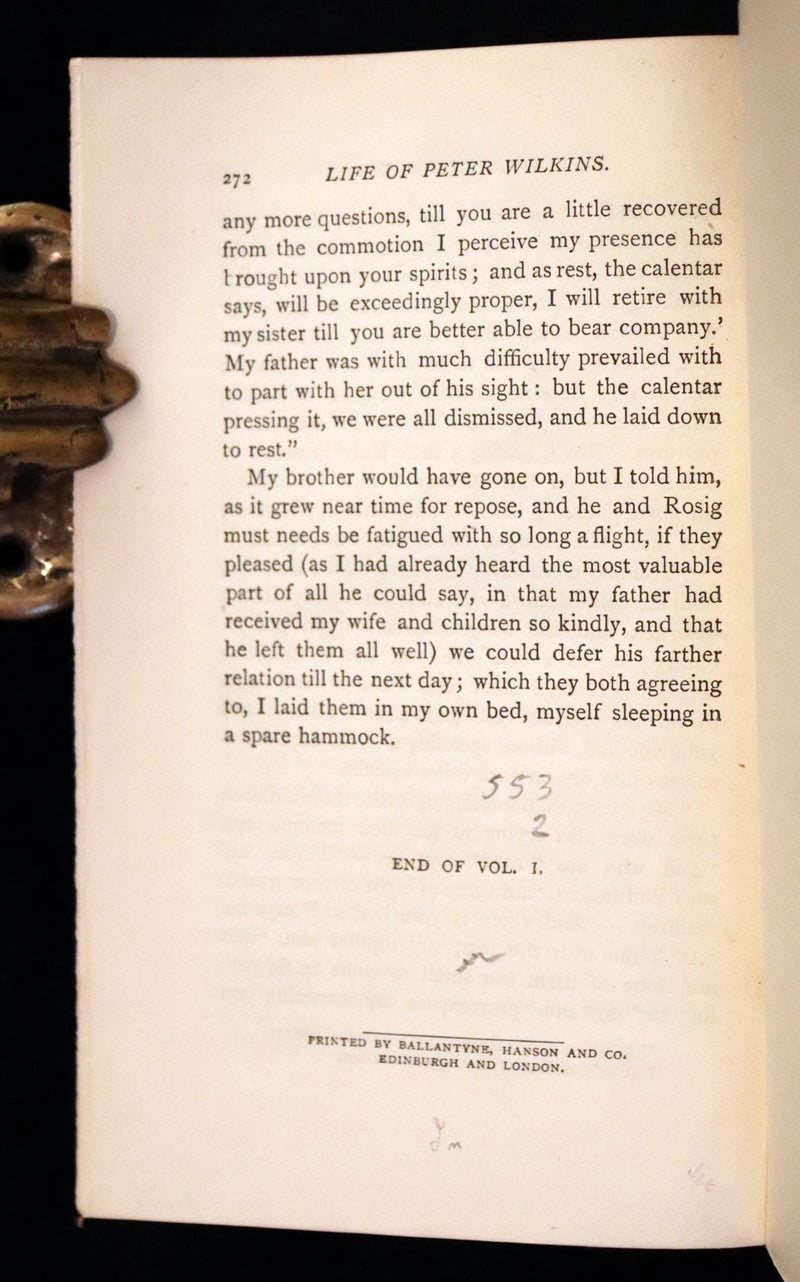 1884 Rare Book Set - The Life & Adventures of Peter Wilkins, Utopian Science Fiction Masterpiece.